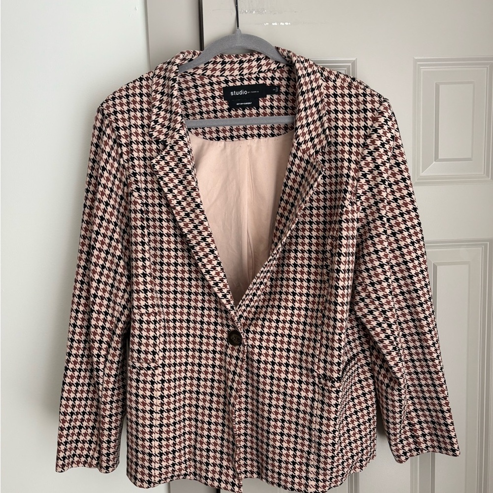 Womens Size 3X Torrid Brown Houndstooth Blazer Jacket